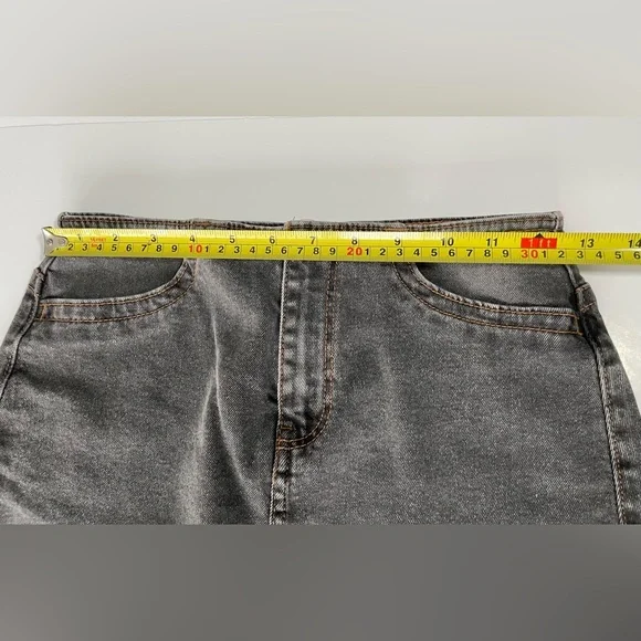 H&M Divided Black Denim Maxi Skirt High Waisted Column Front Vent Size 2 - Picture 9 of 11